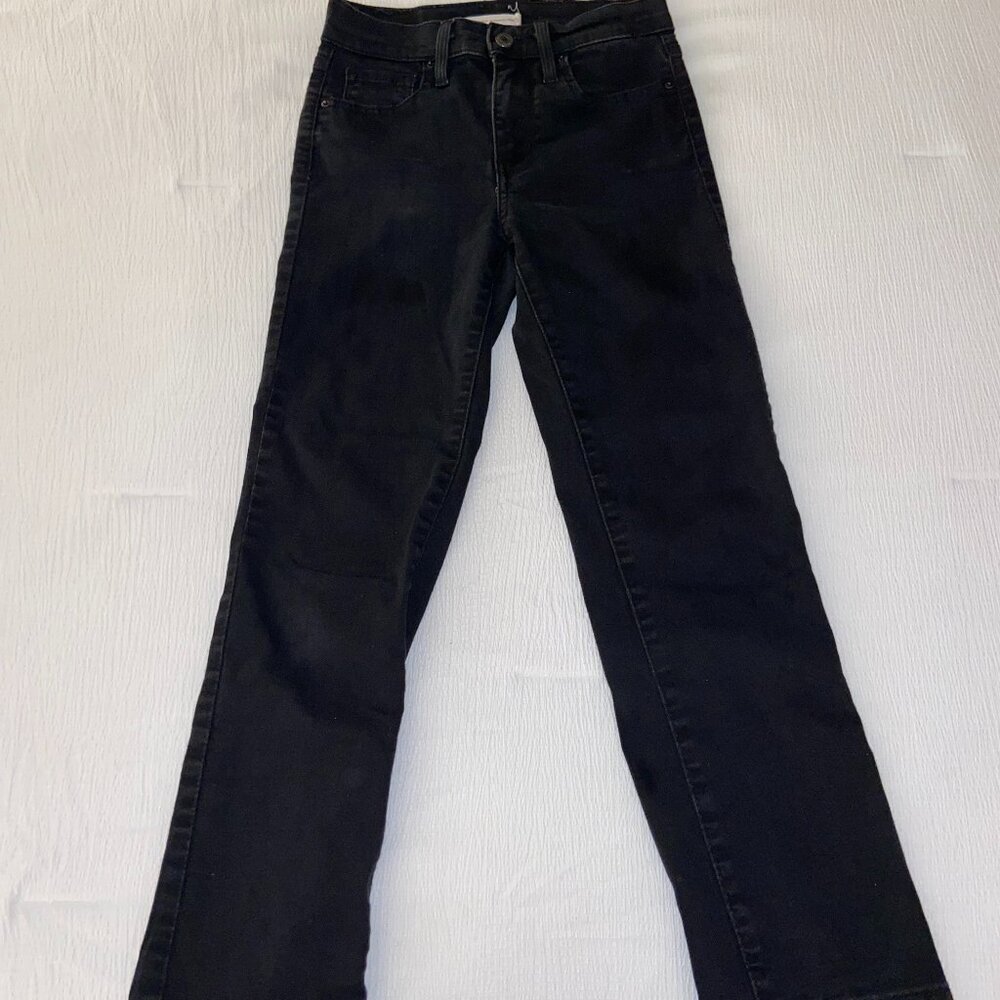 Levis 724 Jean Women's High Rise Straight Cropped- Size 25 Black Wash Denim